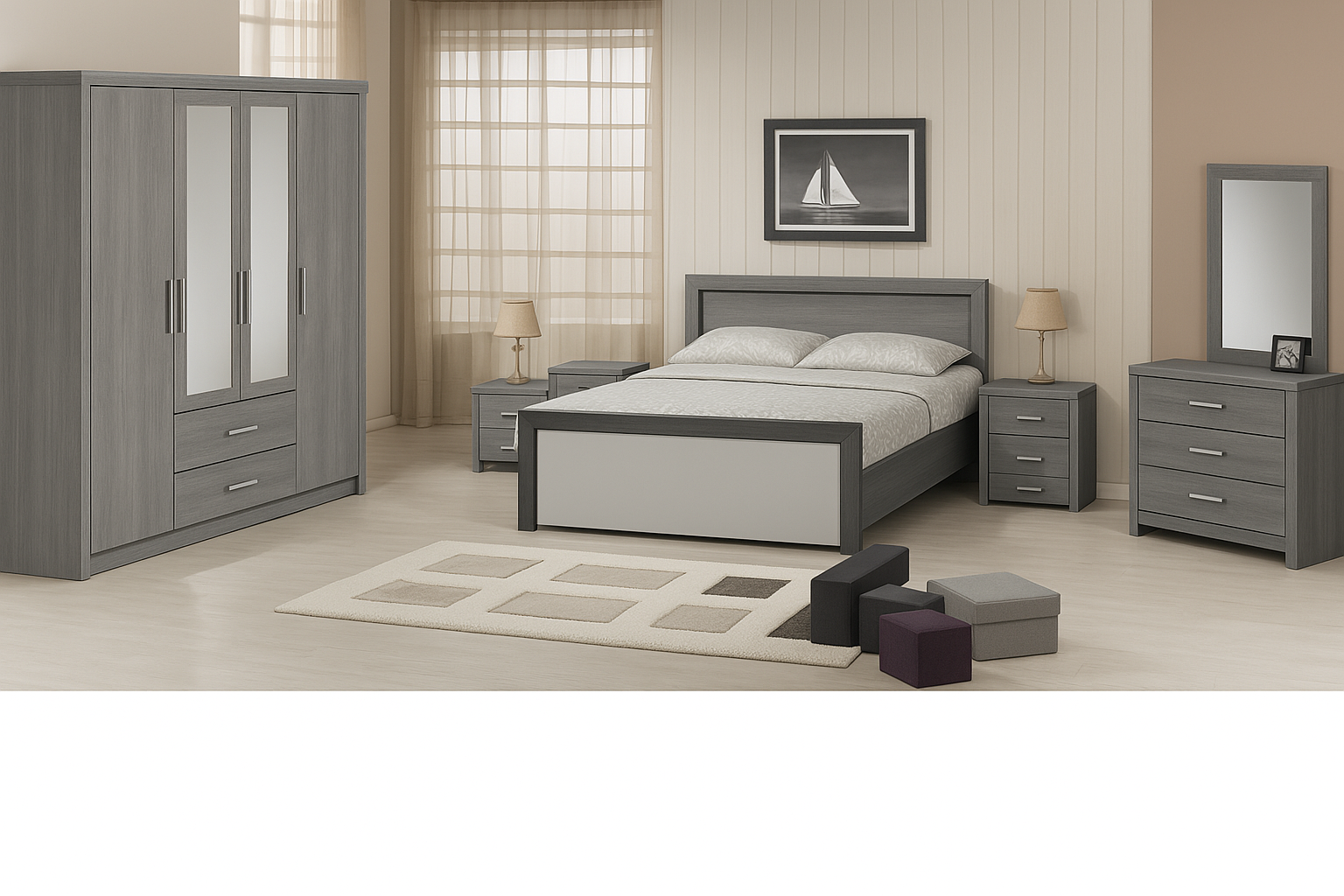 chambre à coucher élégante effet bois