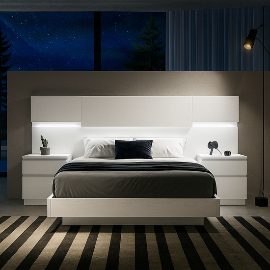Lit moderne sur mesure, design élégant avec 02 chevets