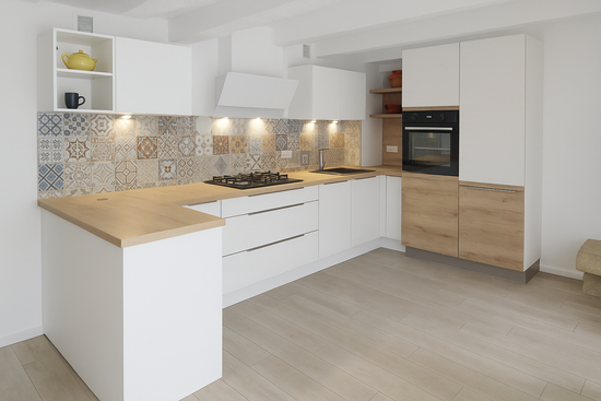 Cuisine en L complète en bois