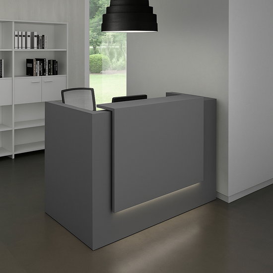 Bureau d'accueil moderne en bois et blanc
