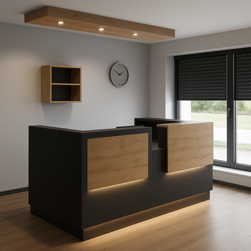 Comptoir moderne en bois avec éclairage intégré