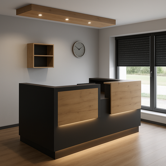 Comptoir moderne en bois avec éclairage intégré