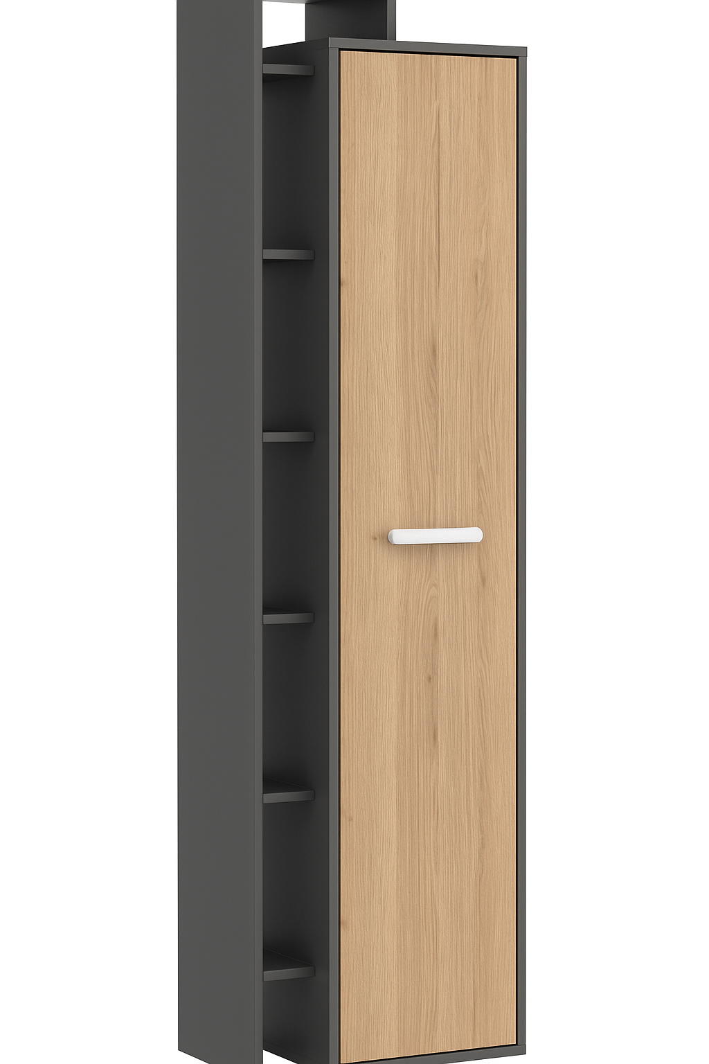 Armoire étroite moderne avec étagères ouvertes