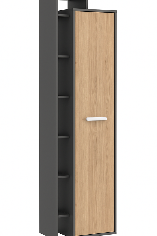 Armoire étroite moderne avec étagères ouvertes