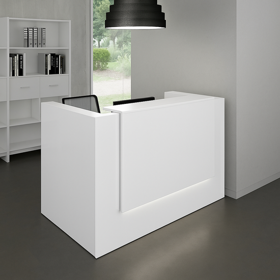 Bureau d'accueil moderne en bois et blanc