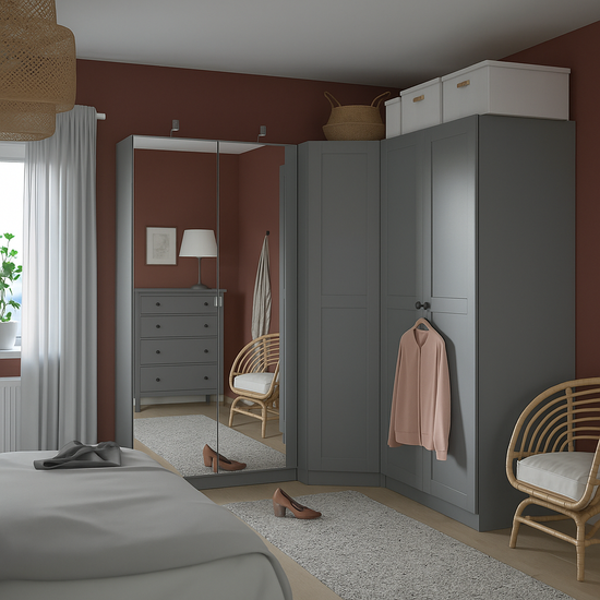 Armoire d'angle avec miroir