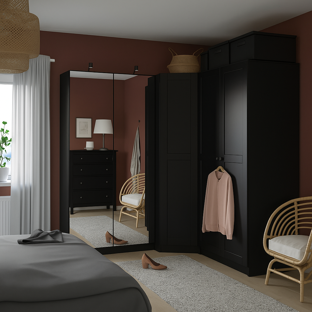 Armoire d'angle avec miroir