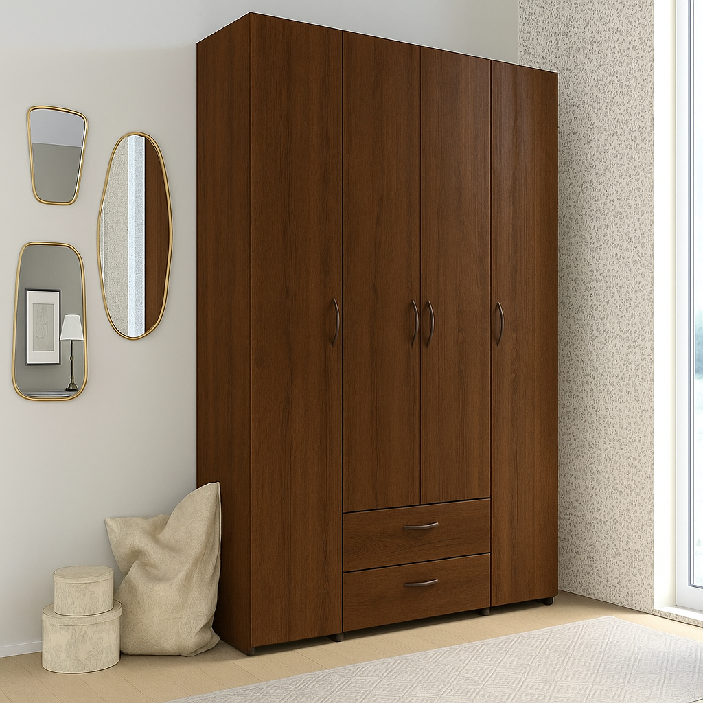 Armoire 4 Portes 2 Tiroirs sur mesure élégante et fonctionnelle