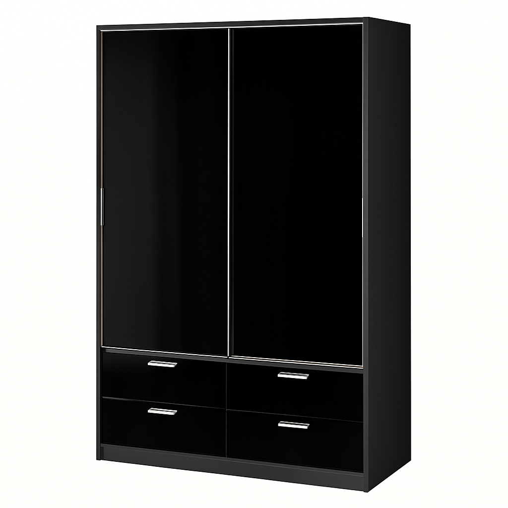 Armoire à portes coulissantes 4 tiroirs élégante et fonctionnelle