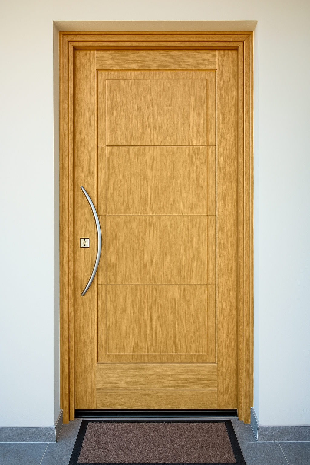 Porte d'entree en bois dure - vernis