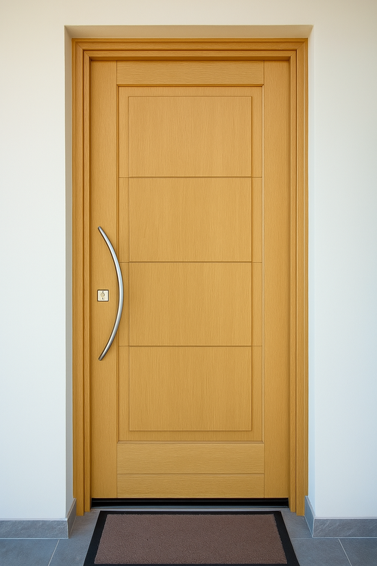 Porte d'entree en bois dure - vernis