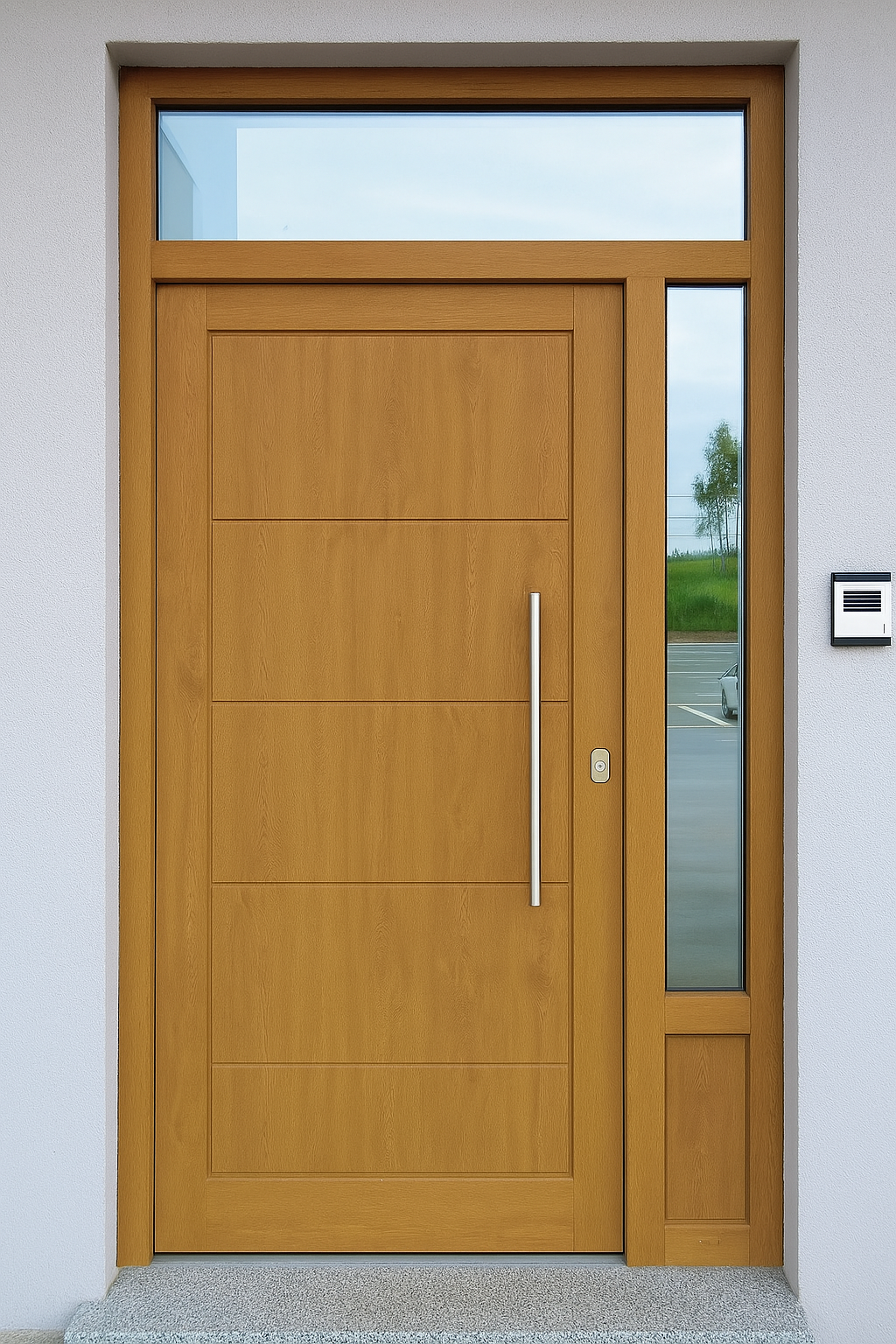 Porte d'entrée en Bois massif avec impostes vitrés