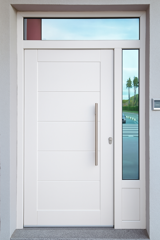 Porte d'entrée en Bois massif avec impostes vitrés
