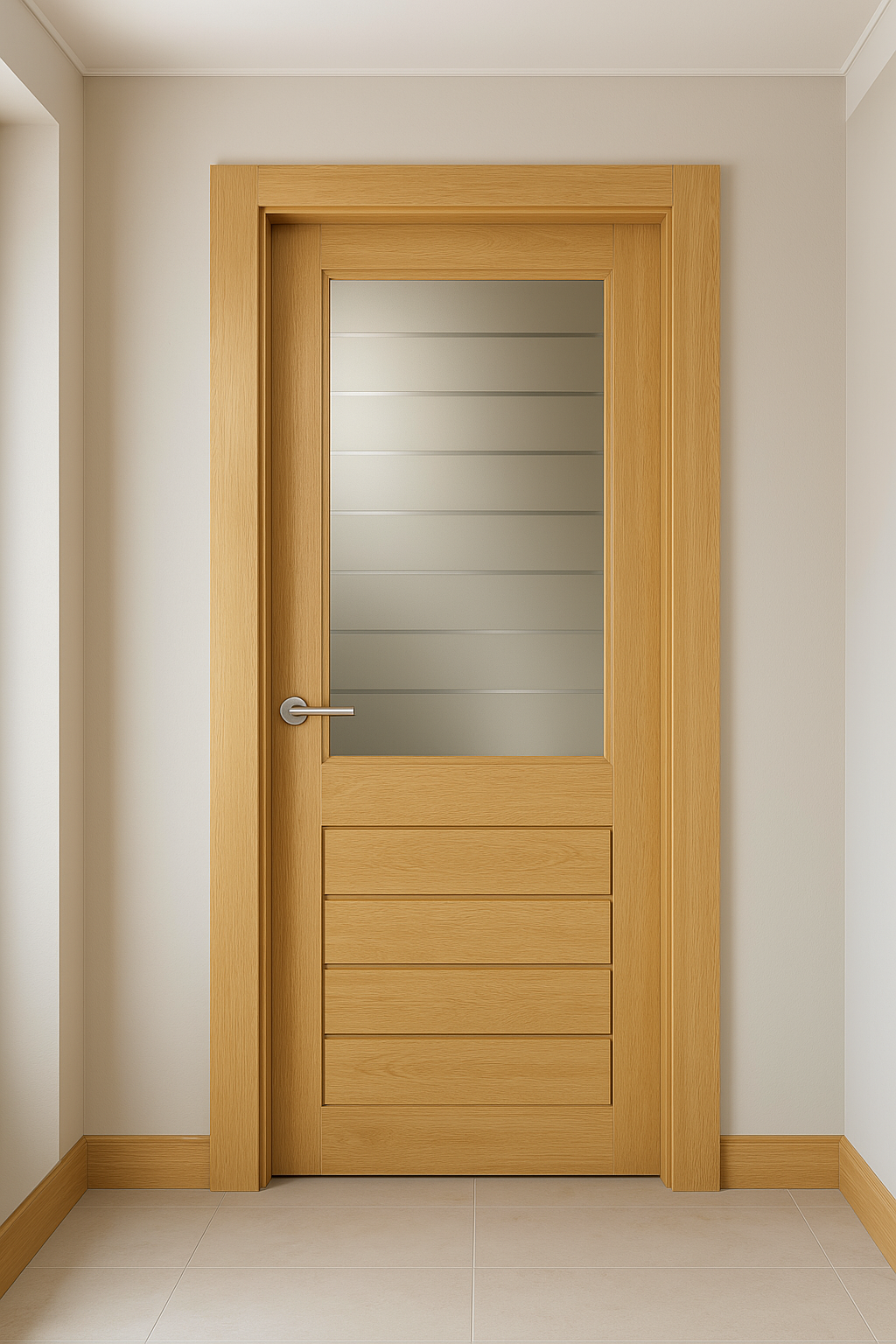Porte en bois sur mesure avec insert en verre