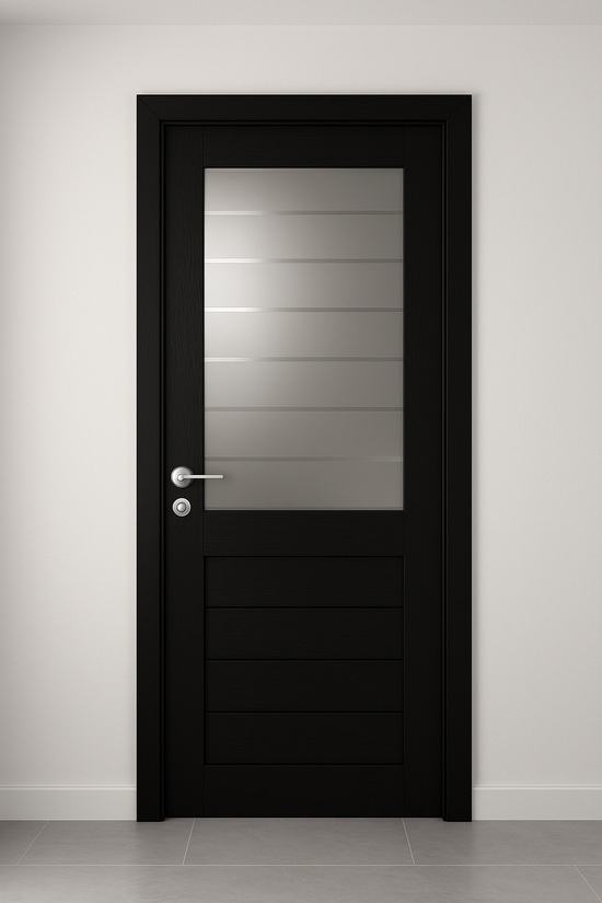 Porte en bois sur mesure avec insert en verre