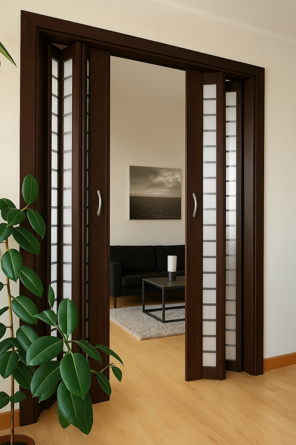 Porte pliante en bois de luxe
