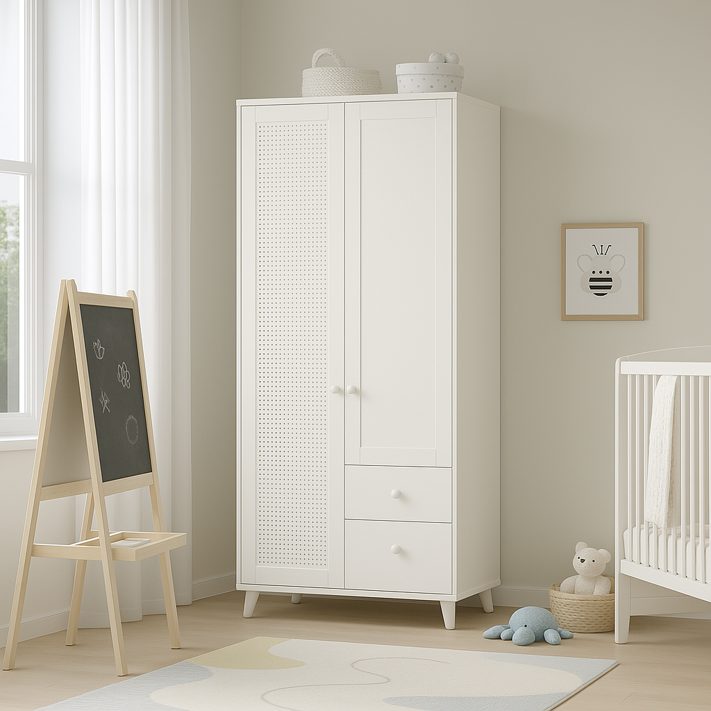Armoire 2 portes avec tiroirs élégante et fonctionnelle