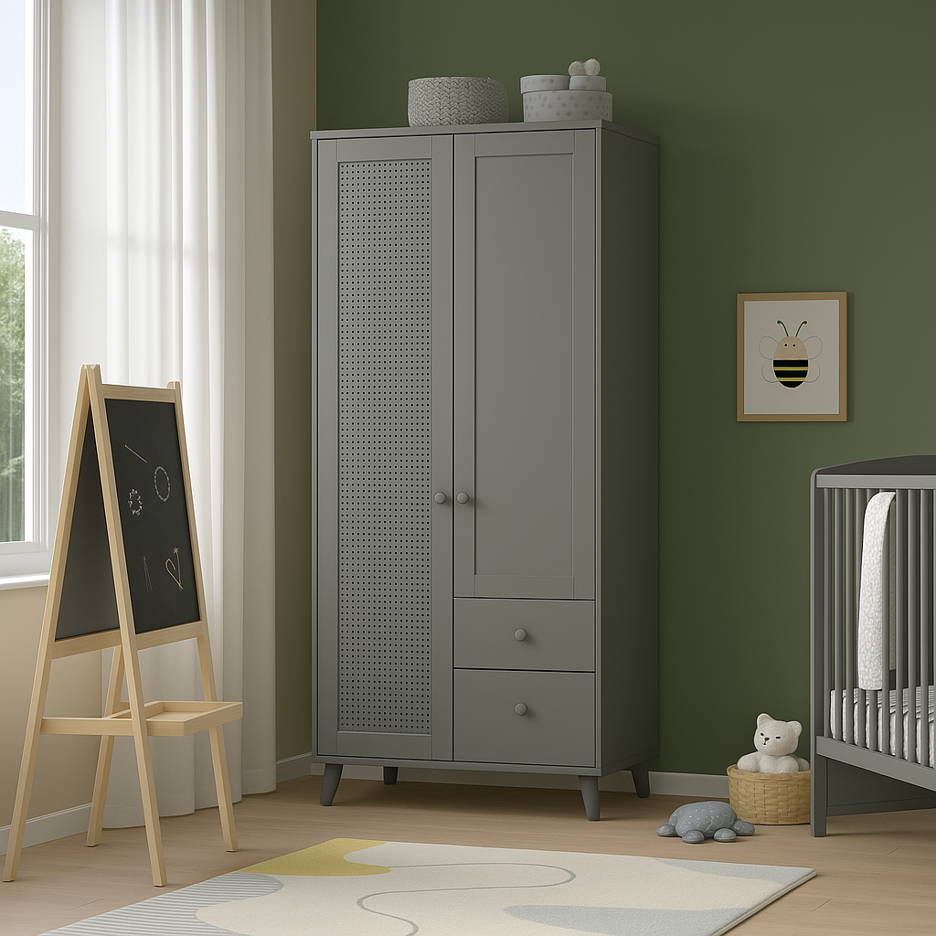 Armoire 2 portes avec tiroirs élégante et fonctionnelle