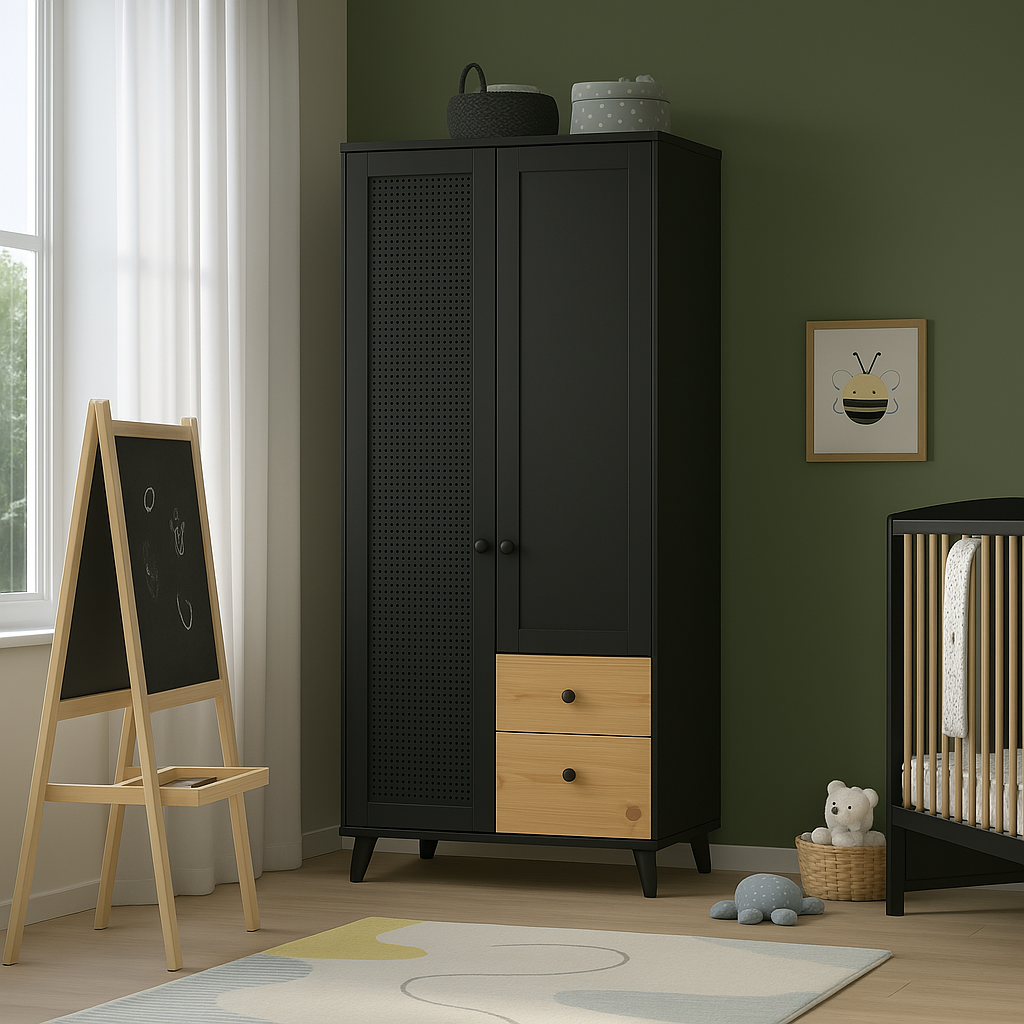 Armoire 2 portes avec tiroirs élégante et fonctionnelle