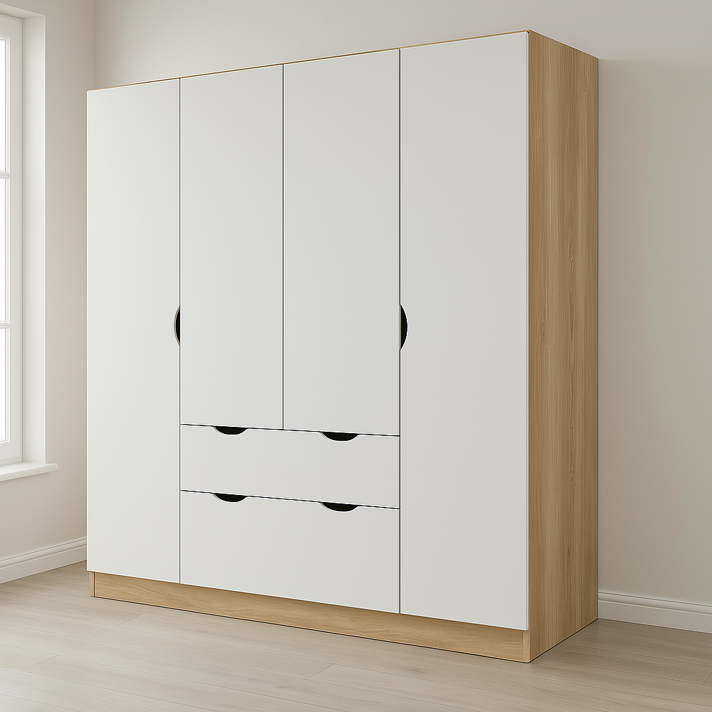 Armoire 4 portes 4 tiroirs élégante et fonctionnelle