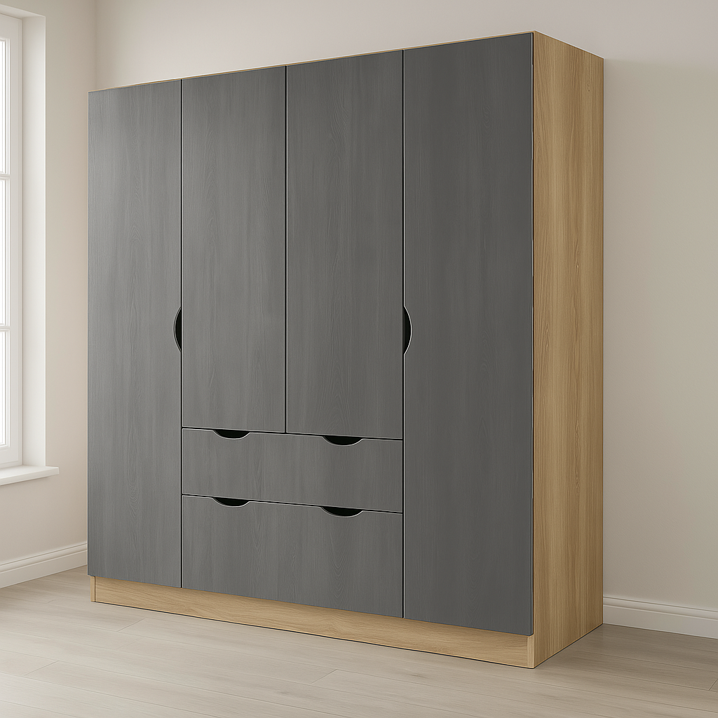 Armoire 4 portes 4 tiroirs élégante et fonctionnelle