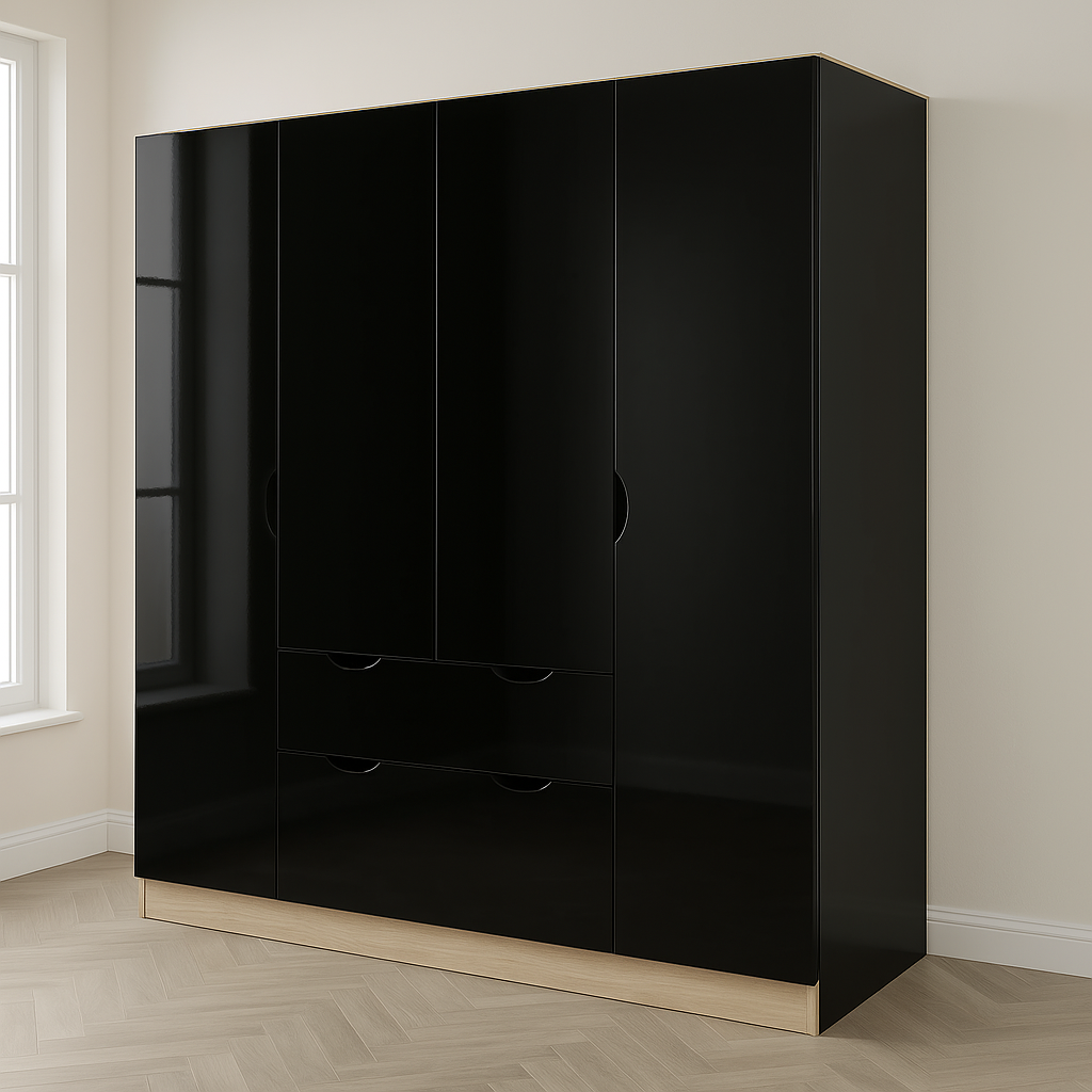 Armoire 4 portes 4 tiroirs élégante et fonctionnelle