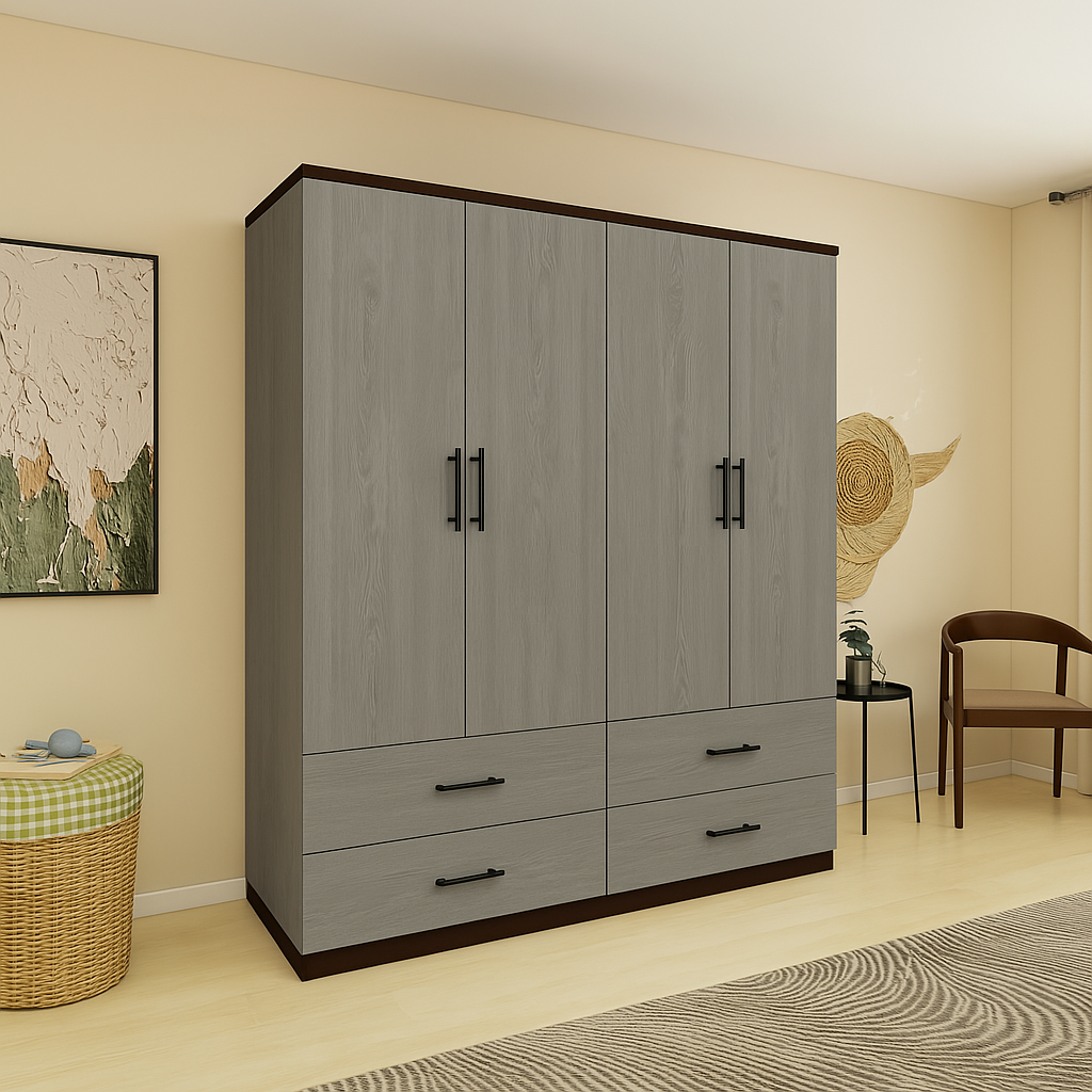 Armoire 4 Portes 4 tiroirs sur mesure élégante et fonctionnelle