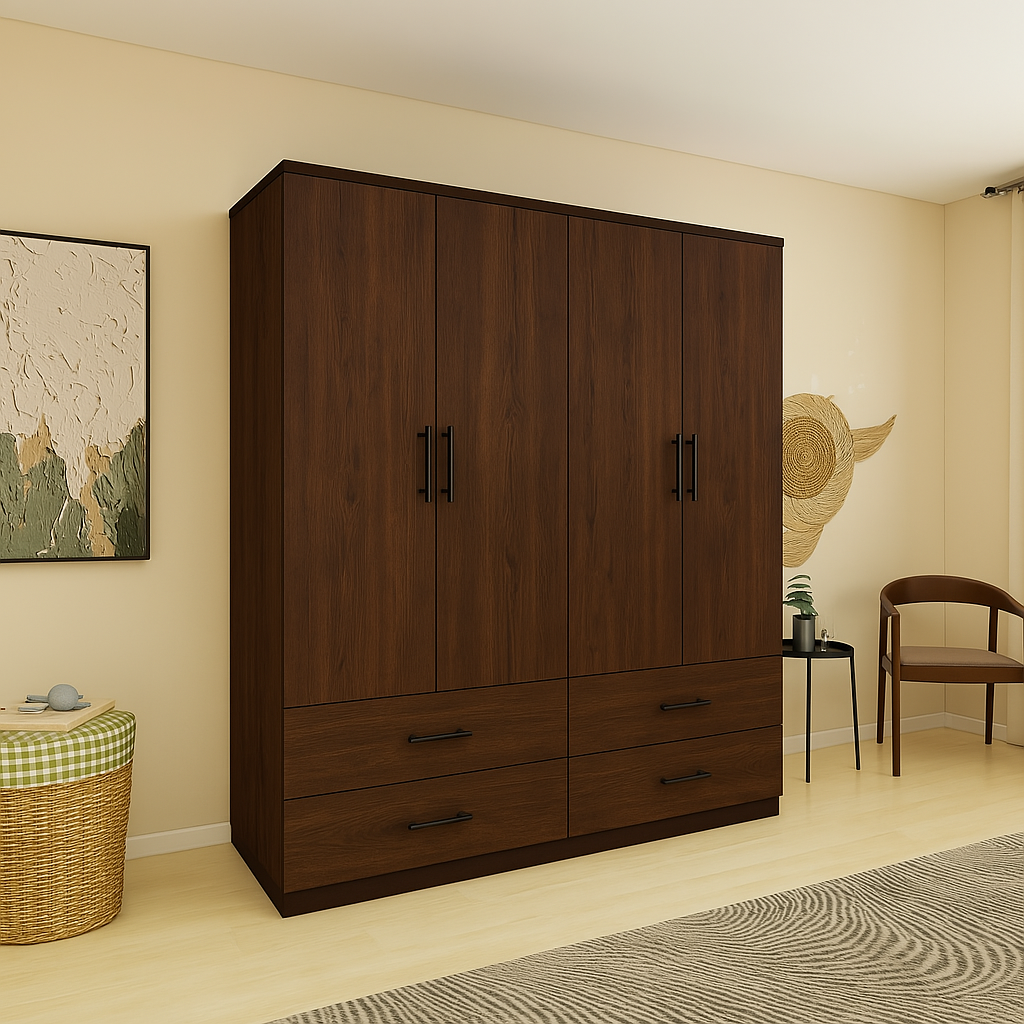 Armoire 4 Portes 4 tiroirs sur mesure élégante et fonctionnelle