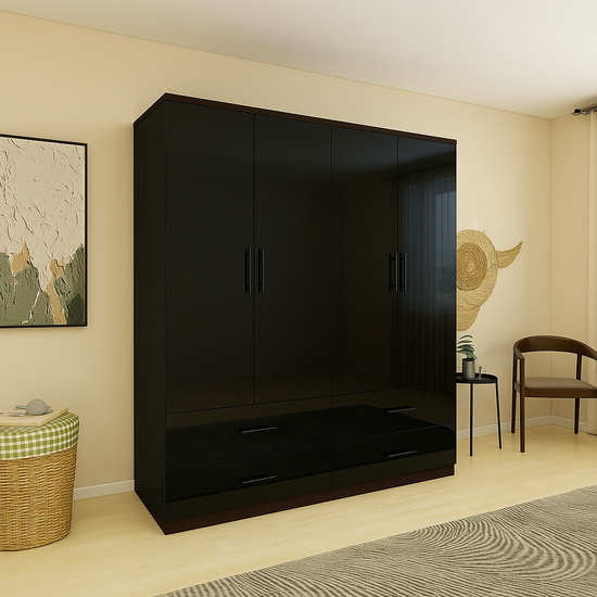 Armoire 4 Portes 4 tiroirs sur mesure élégante et fonctionnelle