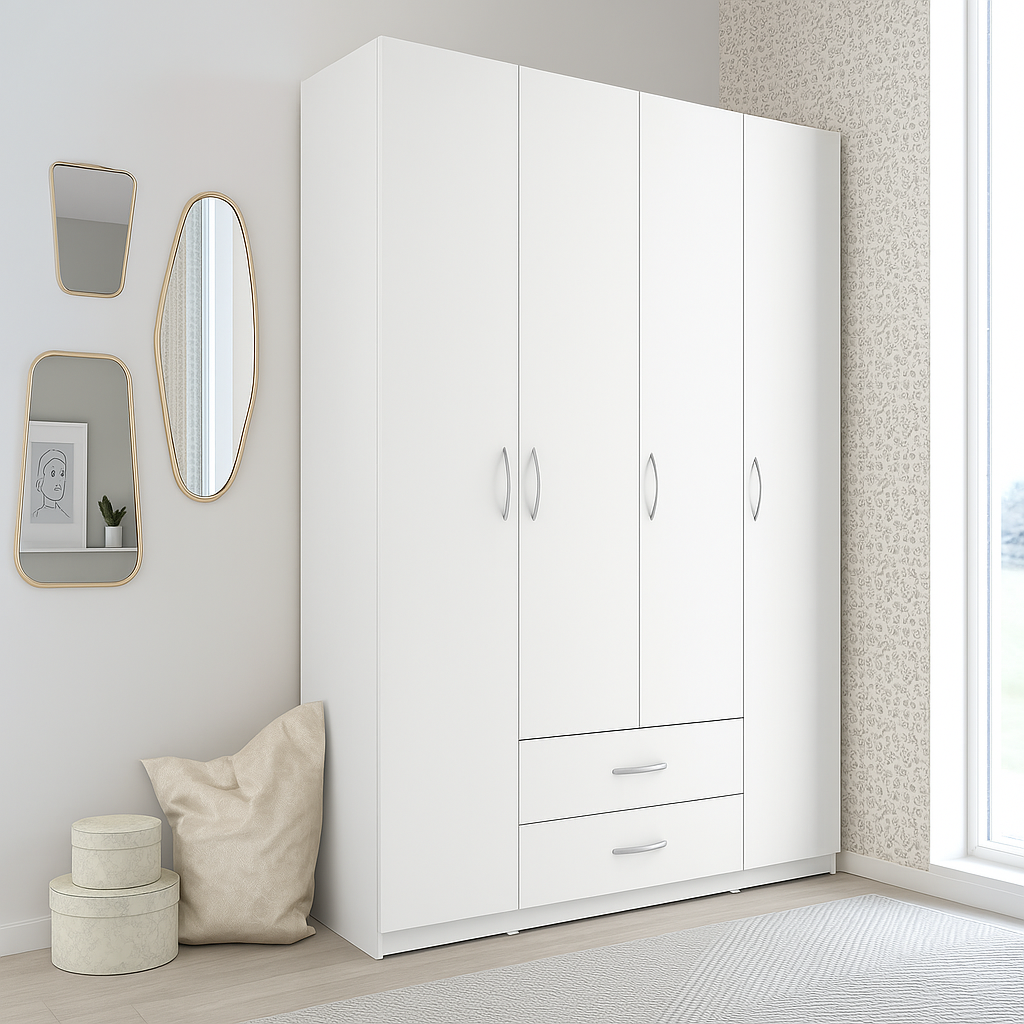 Armoire 4 Portes 2 Tiroirs sur mesure élégante et fonctionnelle