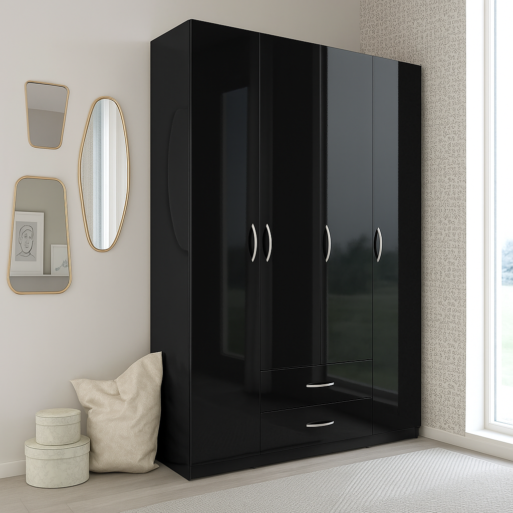Armoire 4 Portes 2 Tiroirs sur mesure élégante et fonctionnelle