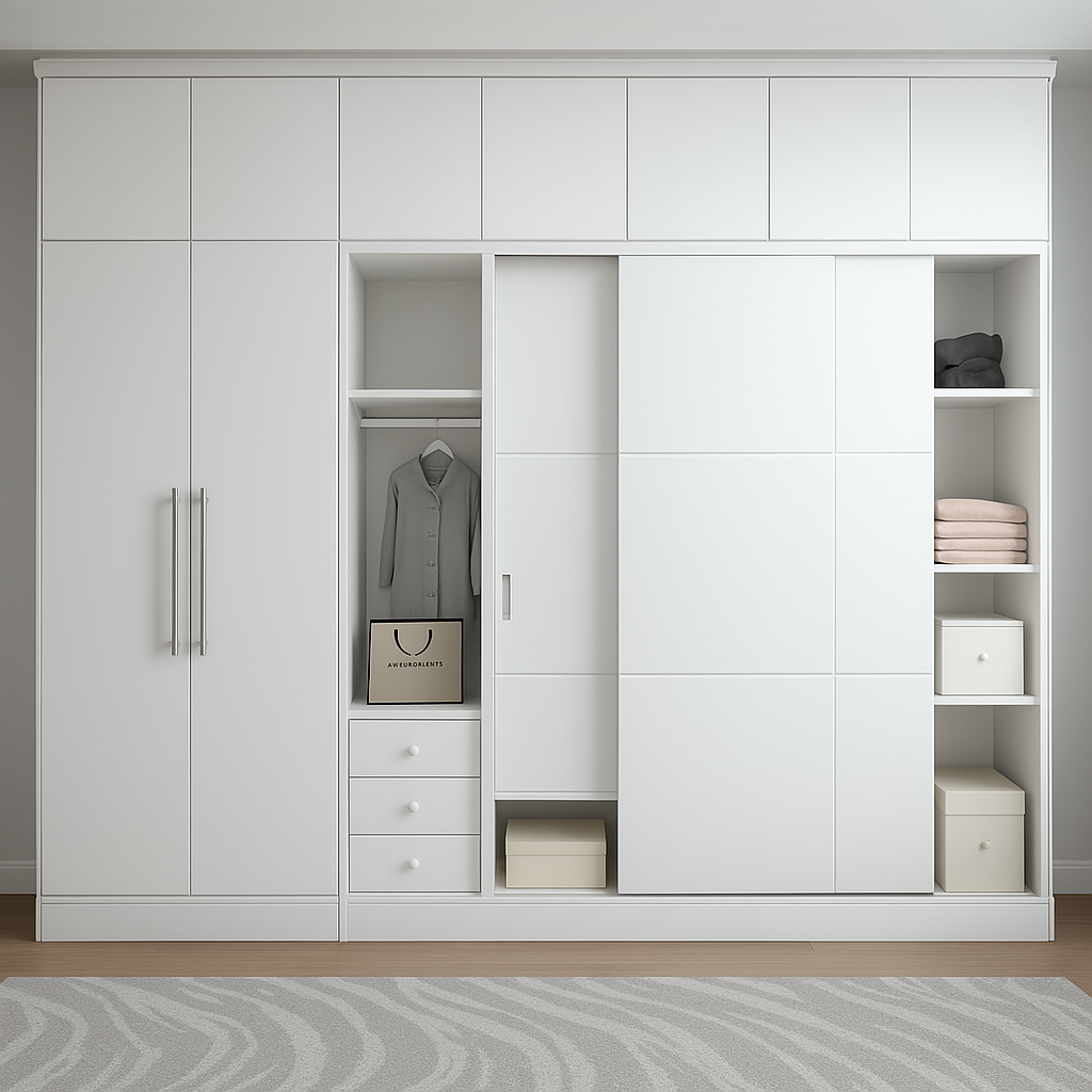 Armoire 03 modules et demi - 02 portes coulissantes et 02 battantes