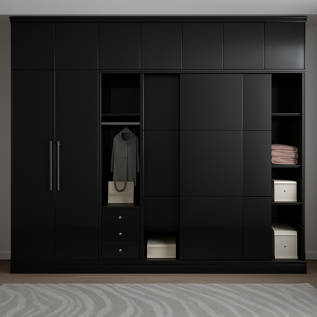 Armoire 03 modules et demi - 02 portes coulissantes et 02 battantes