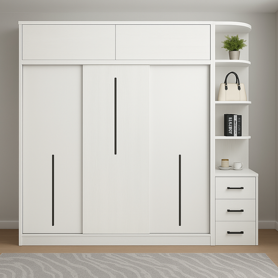 Armoire sur mesure a portes coulissantes élégante et fonctionnelle