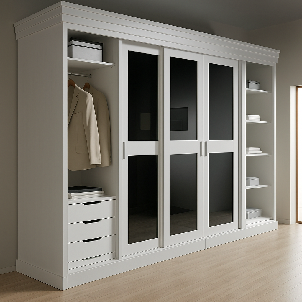 Armoire avec Portes vitrées coulissantes sur mesure élégante et fonctionnelle