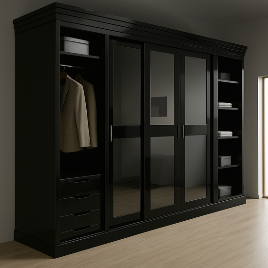 Armoire avec Portes vitrées coulissantes sur mesure élégante et fonctionnelle