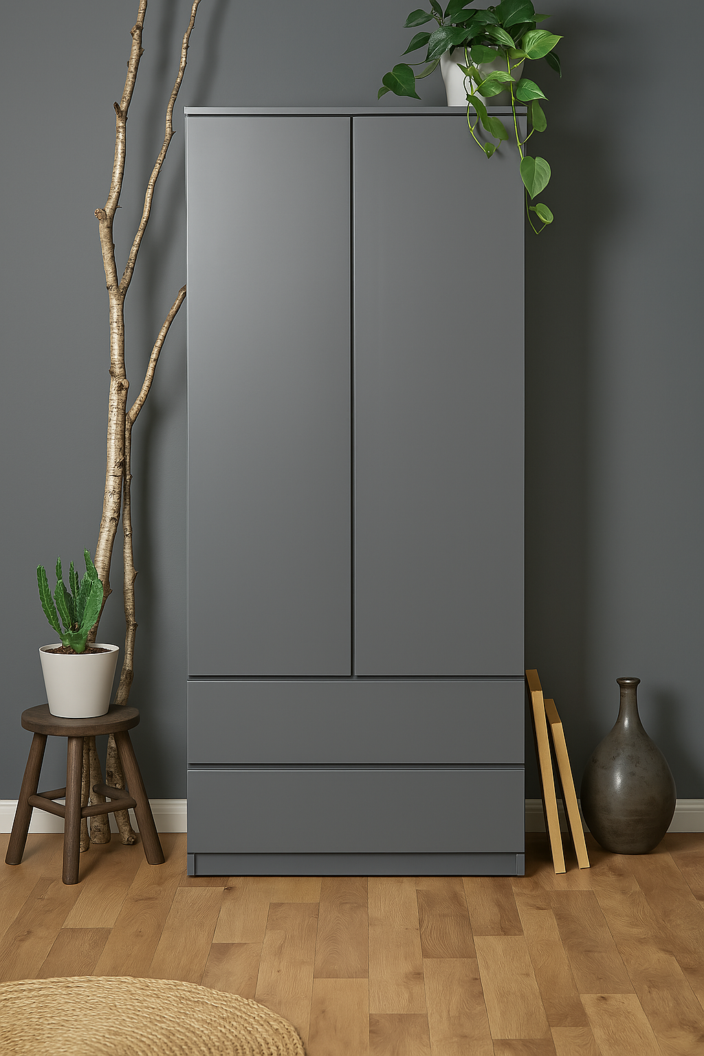 Armoire sur mesure 2 portes 2 Tiroirs élégante et fonctionnelle