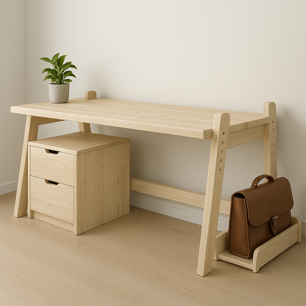 Bureau en bois avec tiroirs intégrés