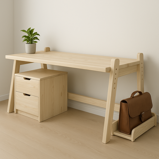 Bureau en bois avec tiroirs intégrés