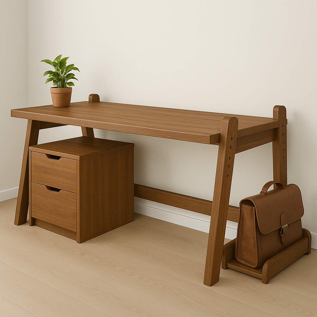 Bureau en bois avec tiroirs intégrés