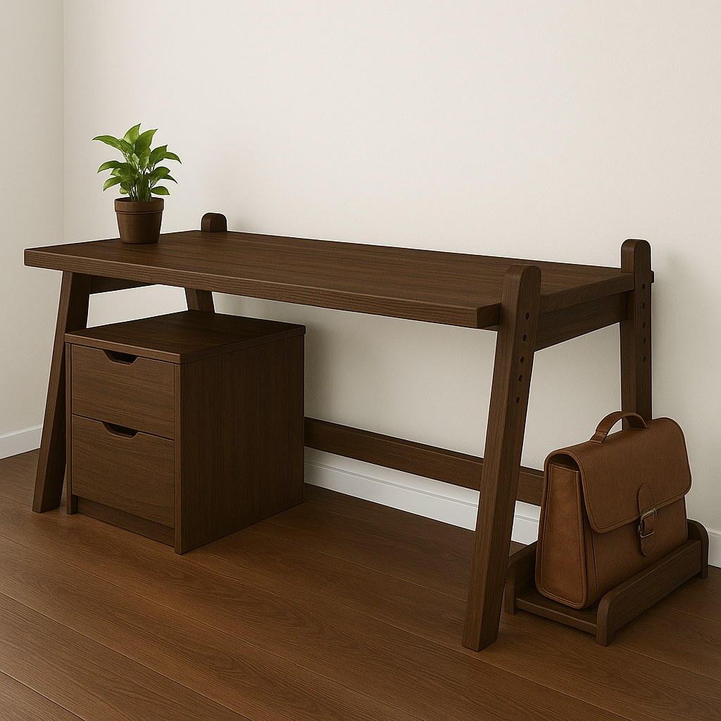 Bureau en bois avec tiroirs intégrés