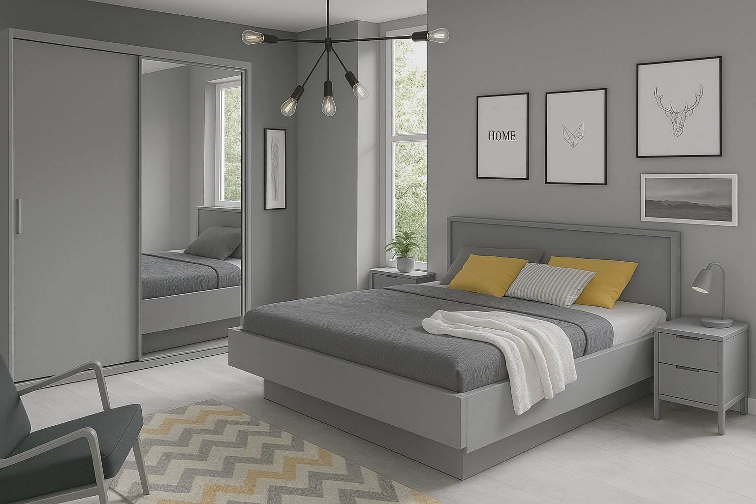 chambre à coucher en placage bois massif