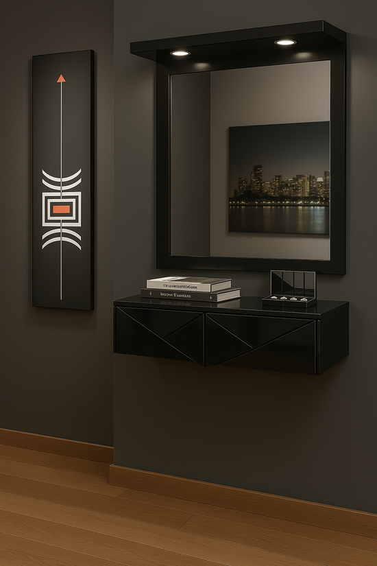 Console murale moderne avec miroir intégré & eclairage