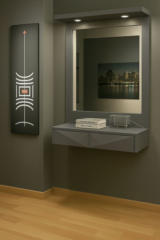 Console murale moderne avec miroir intégré & eclairage