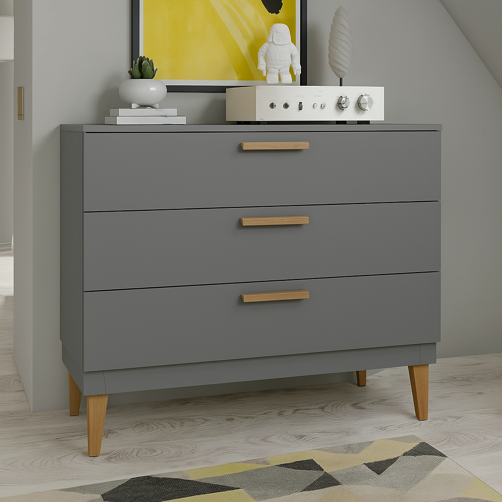commode blanche à trois tiroirs