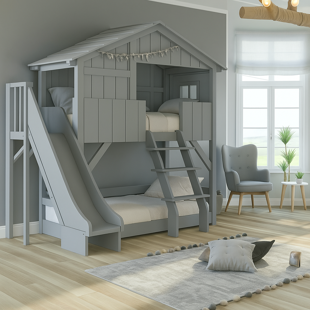 Lit cabane sur mesure avec toboggan