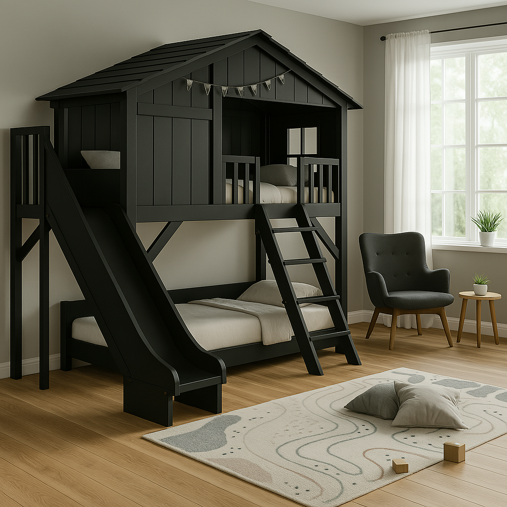 Lit cabane sur mesure avec toboggan