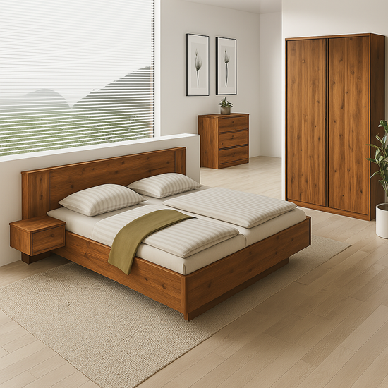 Lit en bois ave armoire 3 portes