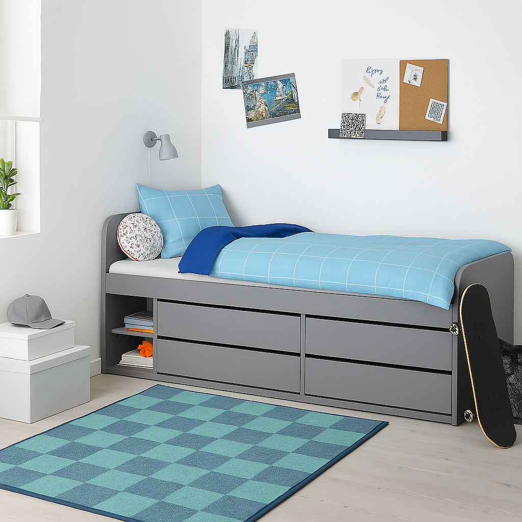 Lit enfant moderne avec rangements intégrés