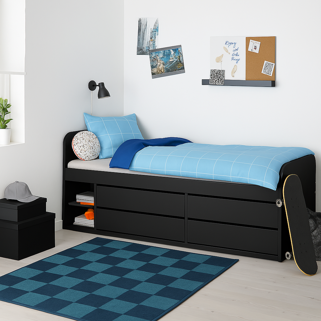 Lit enfant moderne avec rangements intégrés
